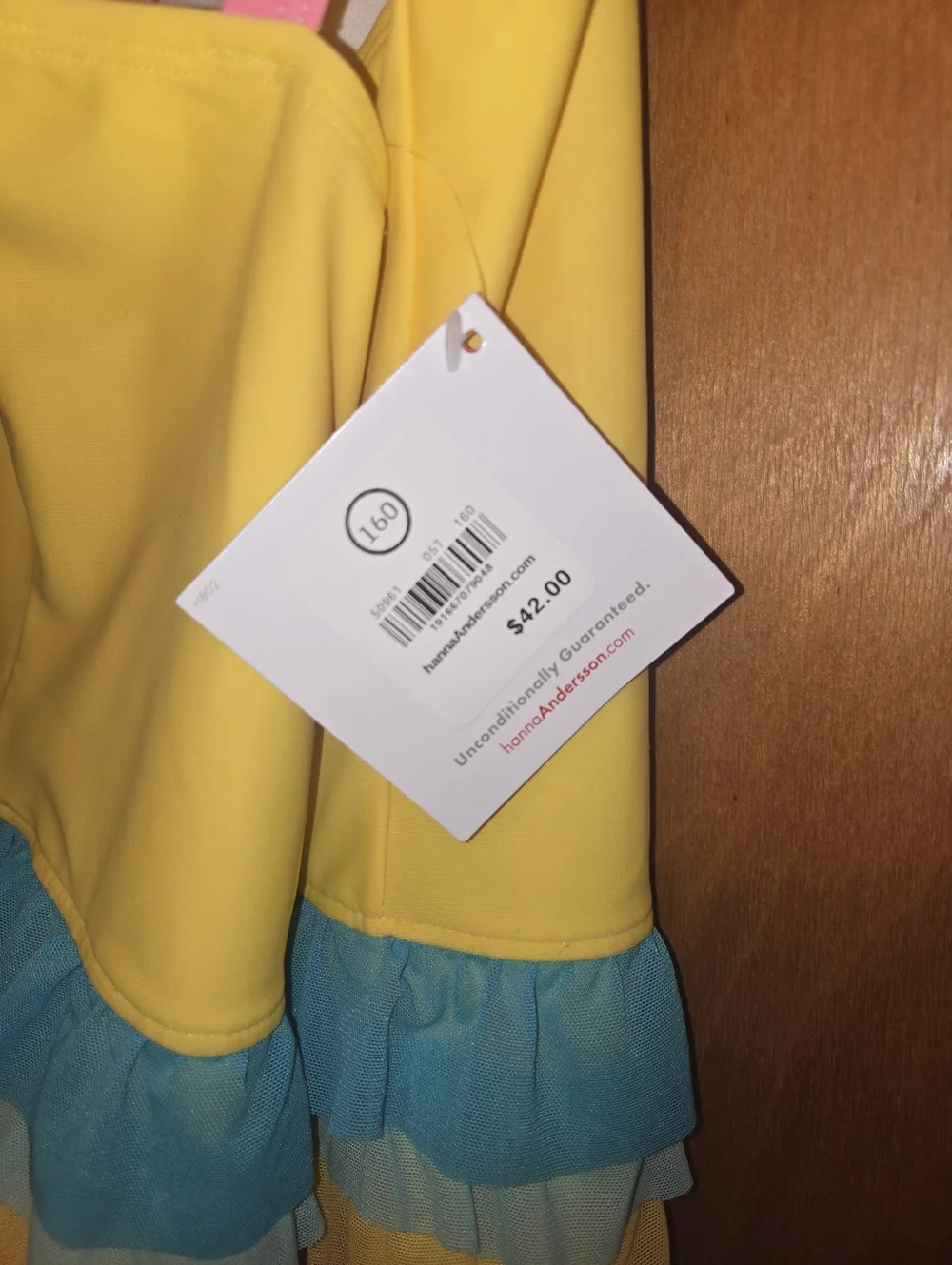 NWT Hanna Andersson Yellow Girls' One-Piece Swimsuit with Rainbow Ruffles
